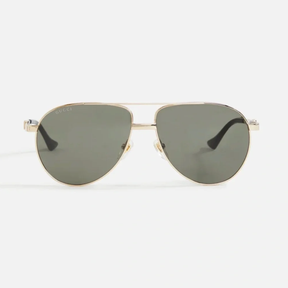 NWT Gucci GG1440S-001 Gold Aviator 59mm Sunglasses